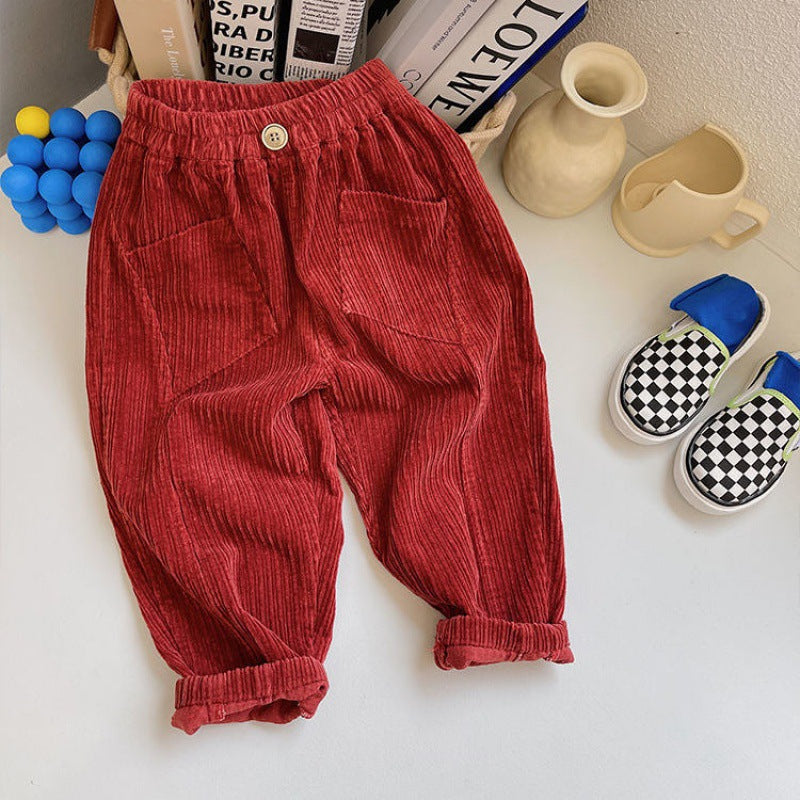 Children's Trousers Autumn And Winter Cotton Corduroy Trousers