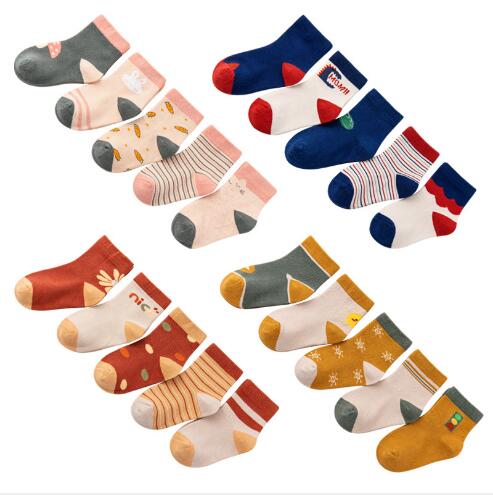 Five Pairs Of Socks For Infants, Small, Medium And Big Children