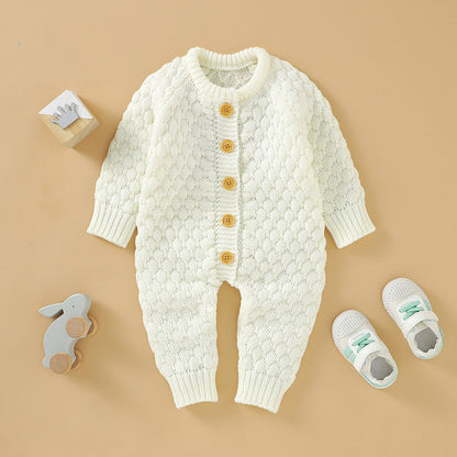 Baby Front Button Solid Color One-piece Romper