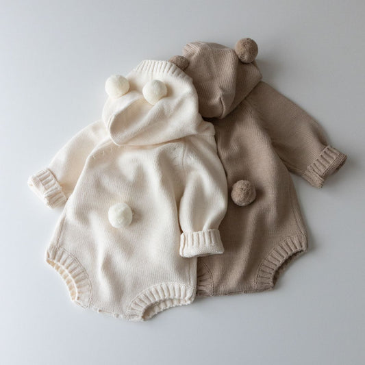 Ins Style Bear Shape Baby Knitted Sweater Jumpsuits