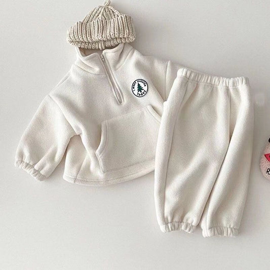 Toddler Wear Fleece-lined Thick Fashion Sweater Pants Two-piece Set