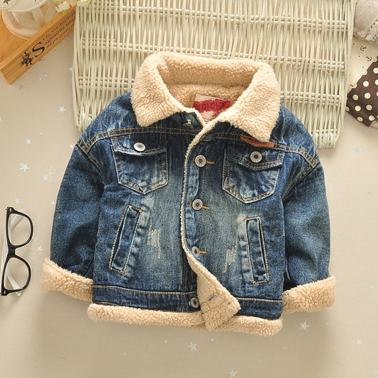 Children's Baby Thickened 4 Korean Style Fur Collar Jacket Top