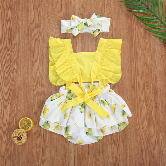 Children's Clothing Foreign Trade New Summer Lemon Print Sleeveless