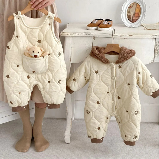 Baby Winter Thickened Warm Jumpsuit Hooded Romper
